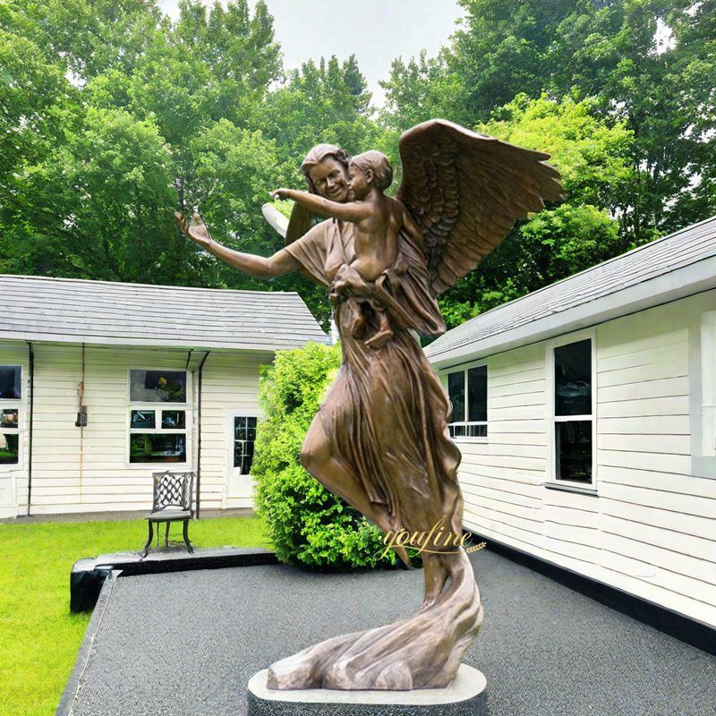 bronze angel sculpture with baby for home
