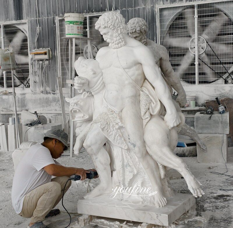 Classic Garden Marble Hercules and Cerberus Statue for Sale