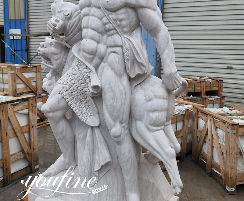 Classic Garden Marble Hercules and Cerberus Statue for Sale