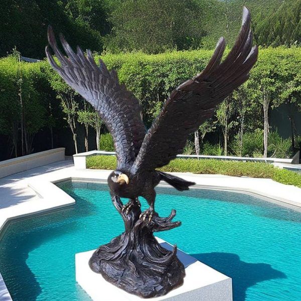 Statue Aigle Sur Branche Façon Bronze - Résine - Style Antique