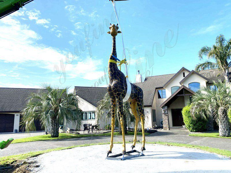 Giraffa In Metallo Arrugginita Per Giardino | Sagoma In Ferro Per Recinzioni E Alberi, Decorazione Esterna Originale, Scultura Da Esterno