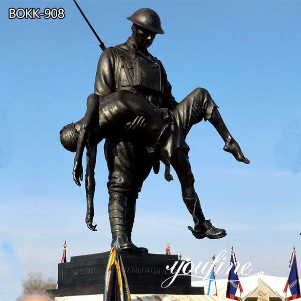 American GI Soldier Bronze Metal Memorial Sculpture Statue