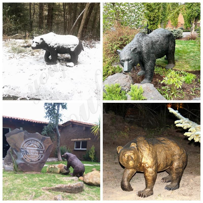 Statua Da Giardino A Forma Di Orso Su Ramo - Scultura In Resina Dipinta A Mano, Resistente Alle Intemperie