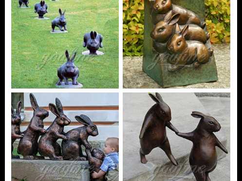 many Bronze Rabbit Garden Statue