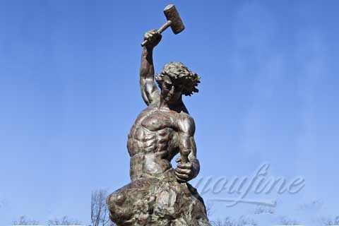 Life Size Bronze Self Made Man Statue With axe