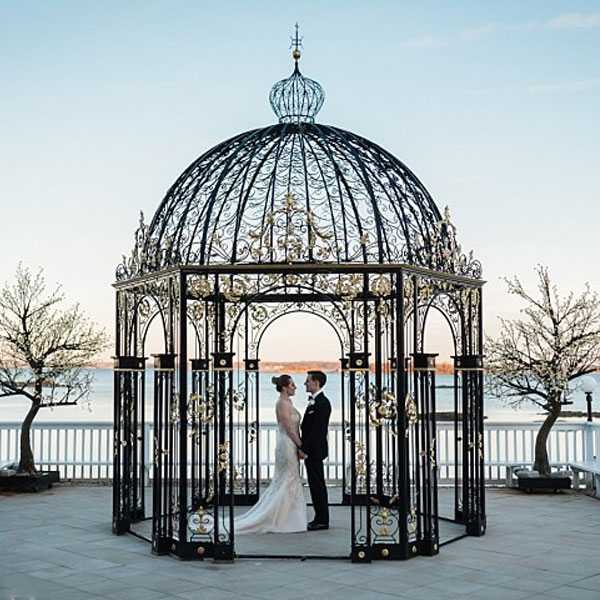 Beautiful small metal decor art wrought iron pavilion for wedding ceremony for sale--IOK-254