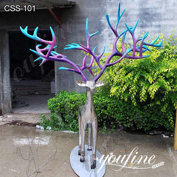 Life Size Mirror Polished Deer Stainless Steel Sculpture