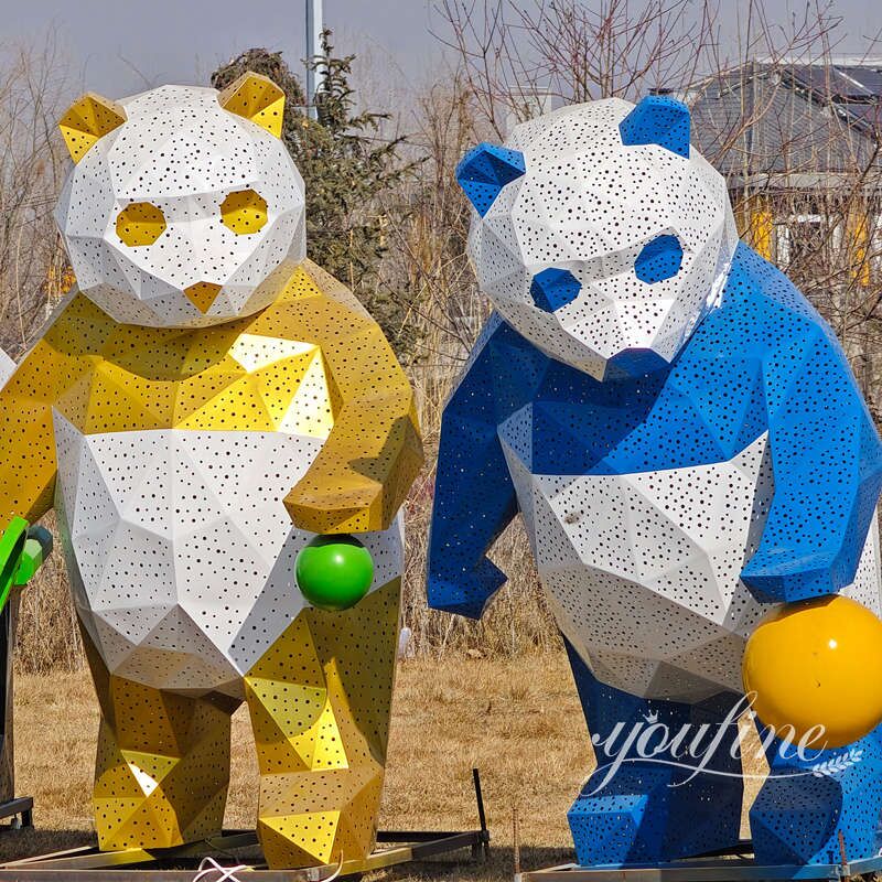 metal abstract panda sculpture