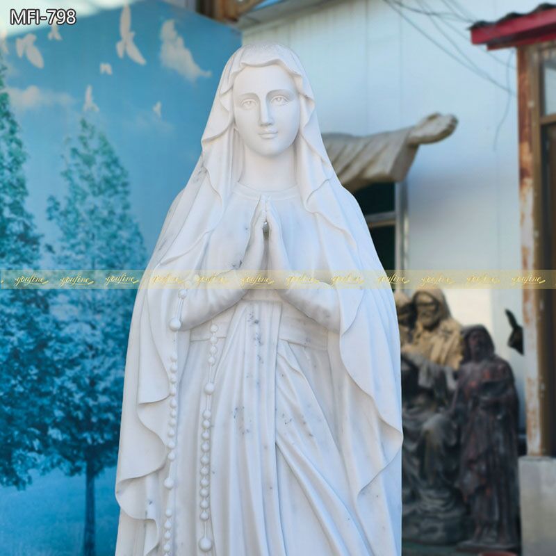 Marble Blessed Mother Statue details