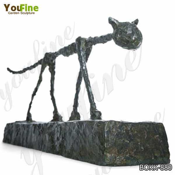 Abstract Giacometti Bronze Cat Sculpture