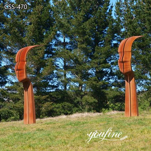large rusty metal sculpture for outdoor lawn decor