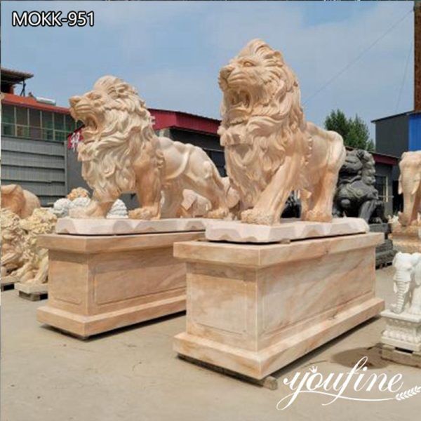 natural marble lion statue driveway