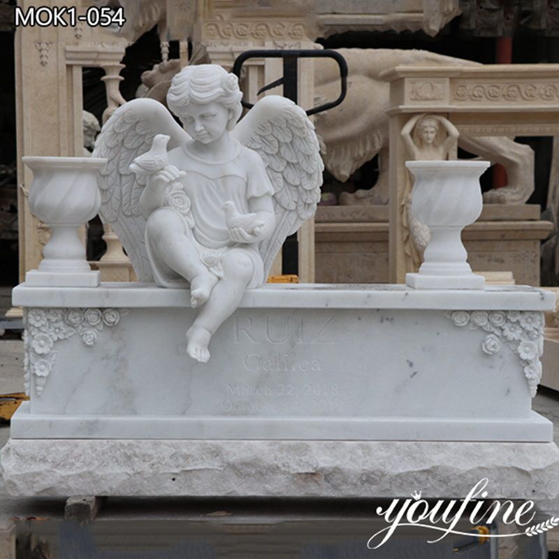 White Natural Marble Little Angel Headstone Manufacturer