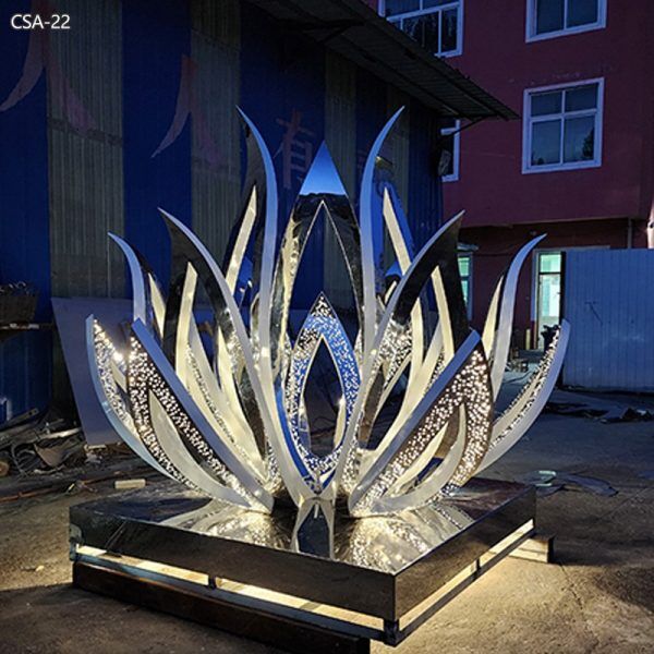 Modern Metal Lotus Flower Sculpture for Garden