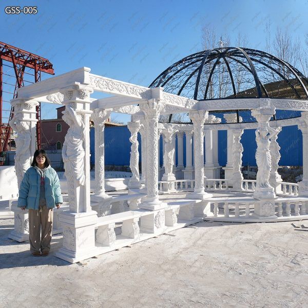 Extra Large Marble Gazebo with a Colonnade for Golf Course