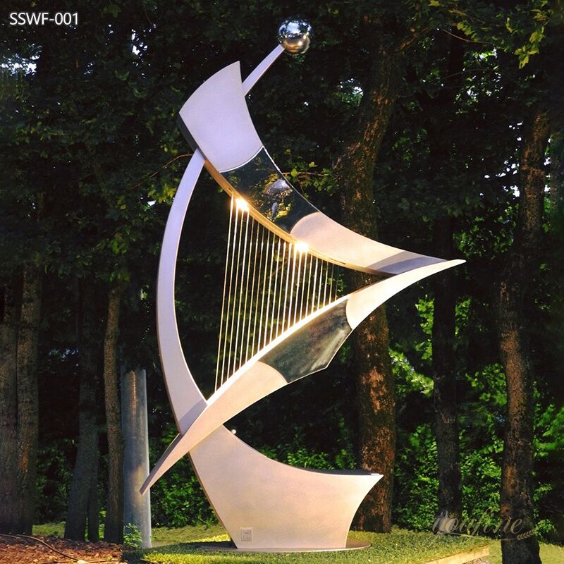 Large Metal Modern Harp Sculpture for Outdoor SSWF-001