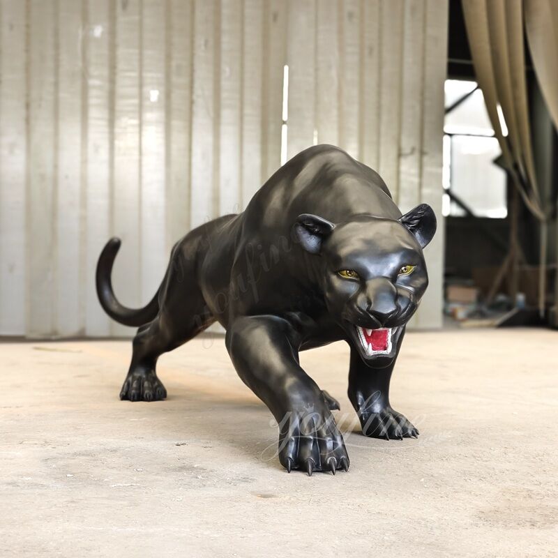 Large Bronze Black Panther Statue