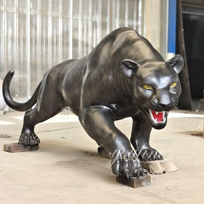 bronze black panther statue