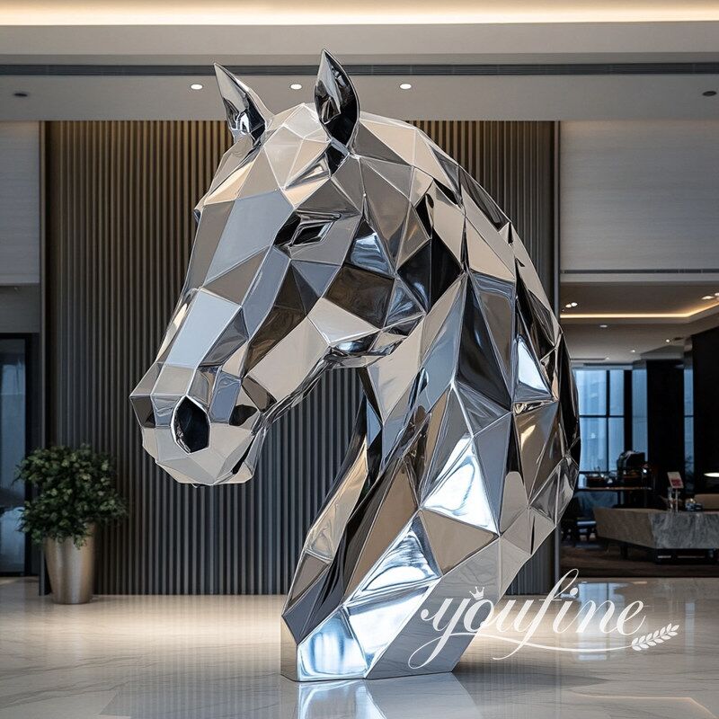 White Finish Ceramic Horse Head Sculpture Mid-Century Modern