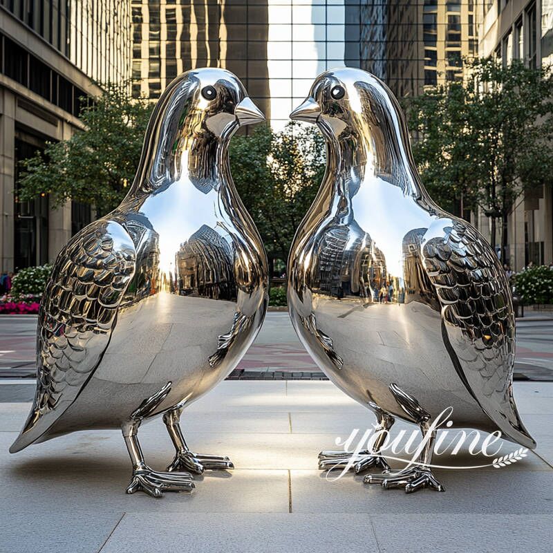 Large Mirror Polished Stainless Steel Dove Sculpture -YouFine