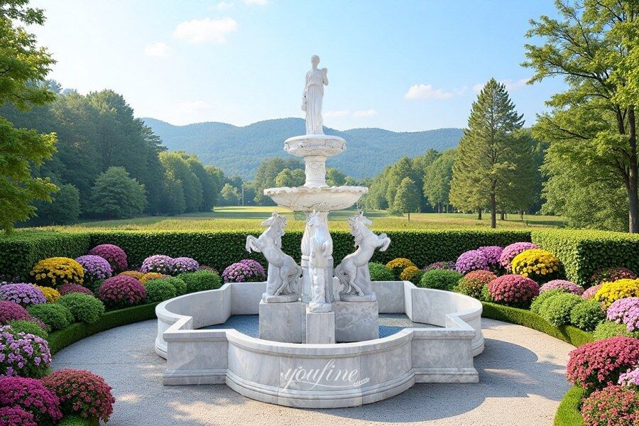 Marble Rearing Horse Fountain for Sale MOKK-84