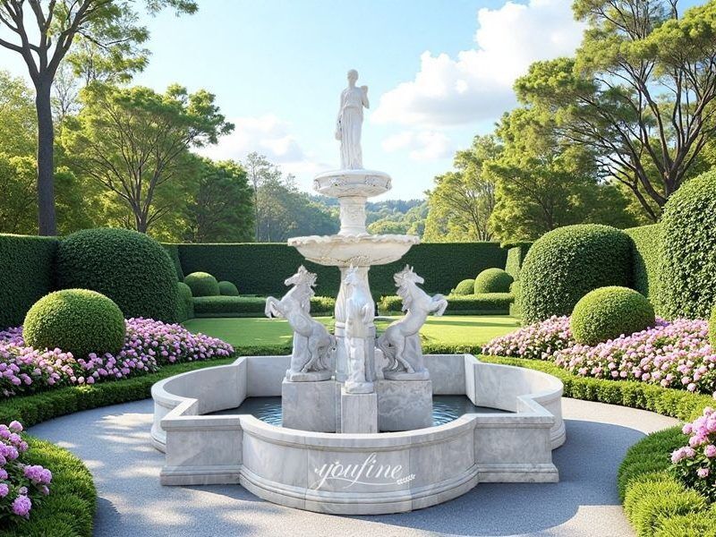 marble rearing horse fountain