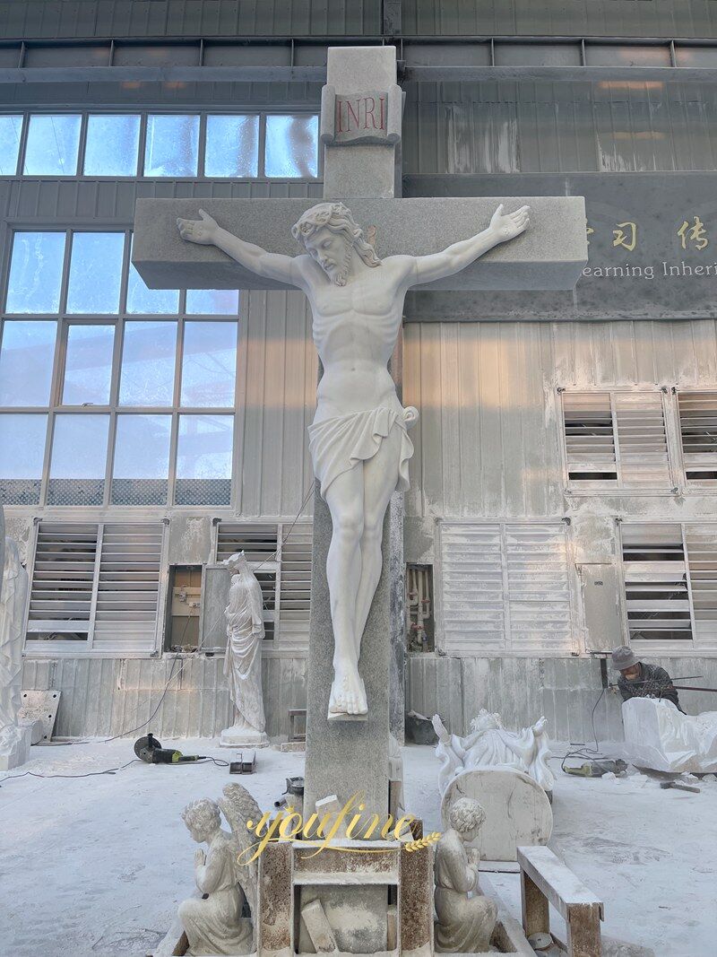 Religious Marble Altar Jesus Statue on Cross for Sale
