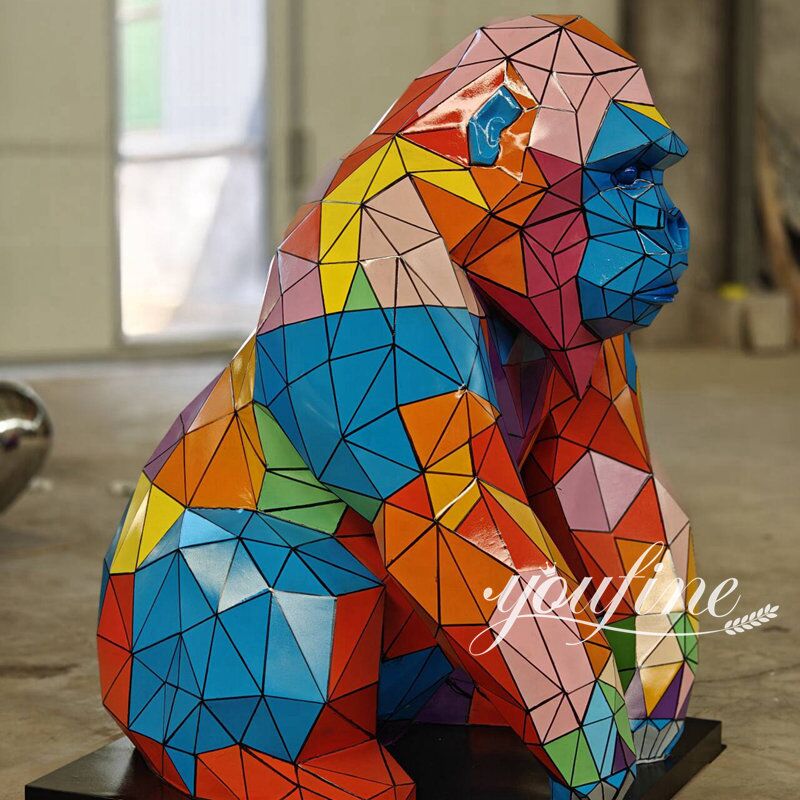 最終価格！ORNAMENTALE PLAKATKUNST Colorful Abstract Modern Gorilla Sculpture for Outdoor