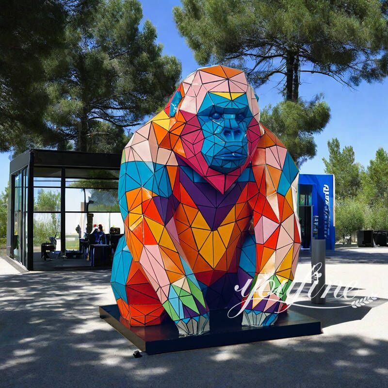 Colorful Abstract Modern Gorilla Sculpture for Outdoor