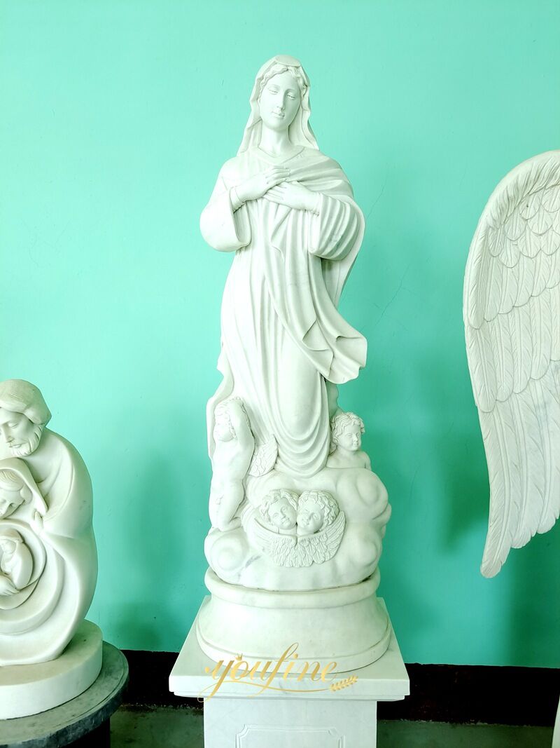 Estatua de mármol de la Virgen María para exteriores en venta, image size:800x1067