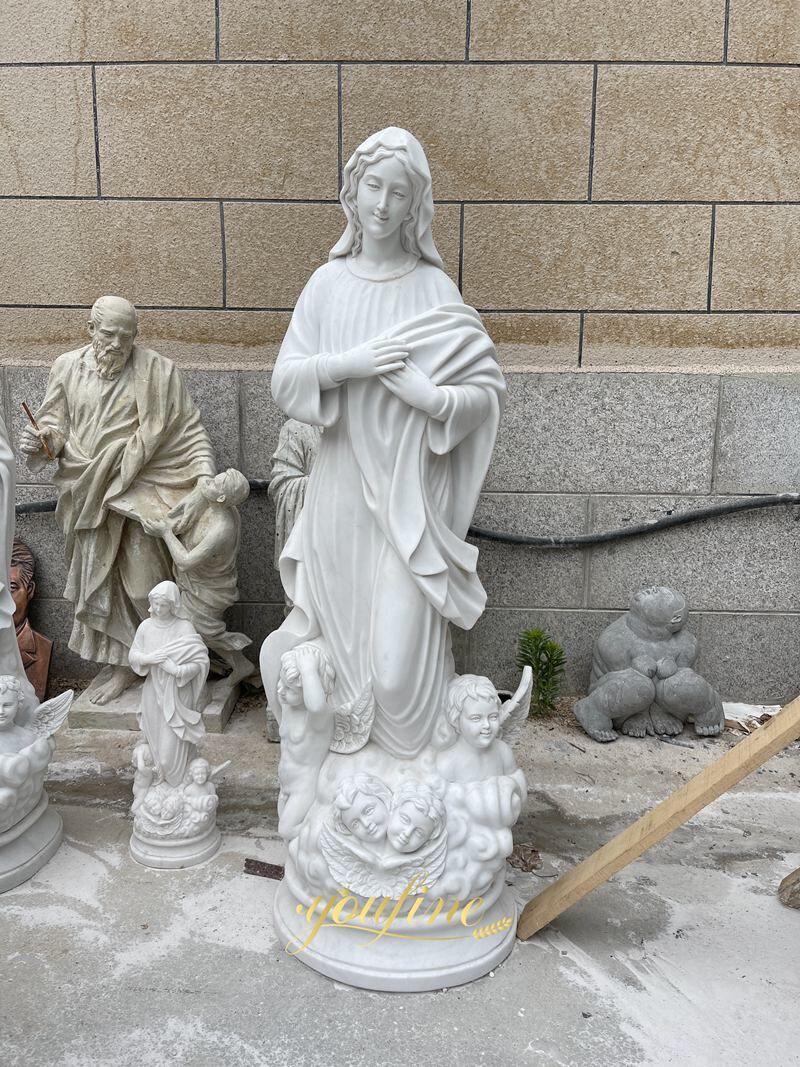 Estatua de mármol de la Virgen María para exteriores en venta, image size:800x1067