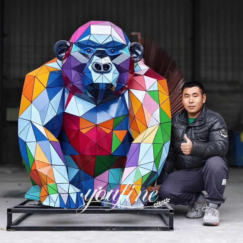 Metal Geometric Gorilla Statue- YouFine