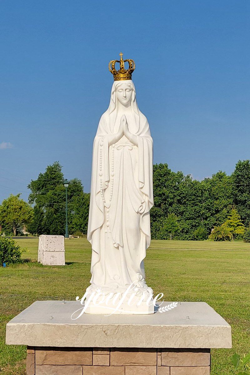 Estatua de mármol blanco de tamaño natural de la Santísima Virgen María  para exterior CHS-763, image size:800x1199