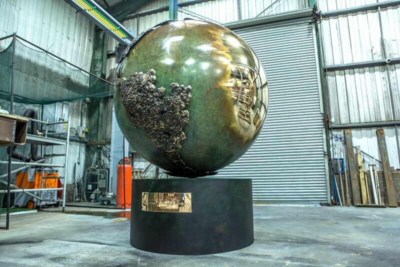 Large Bronze Custom Globe Statue Garden Dorchester Sphere Art