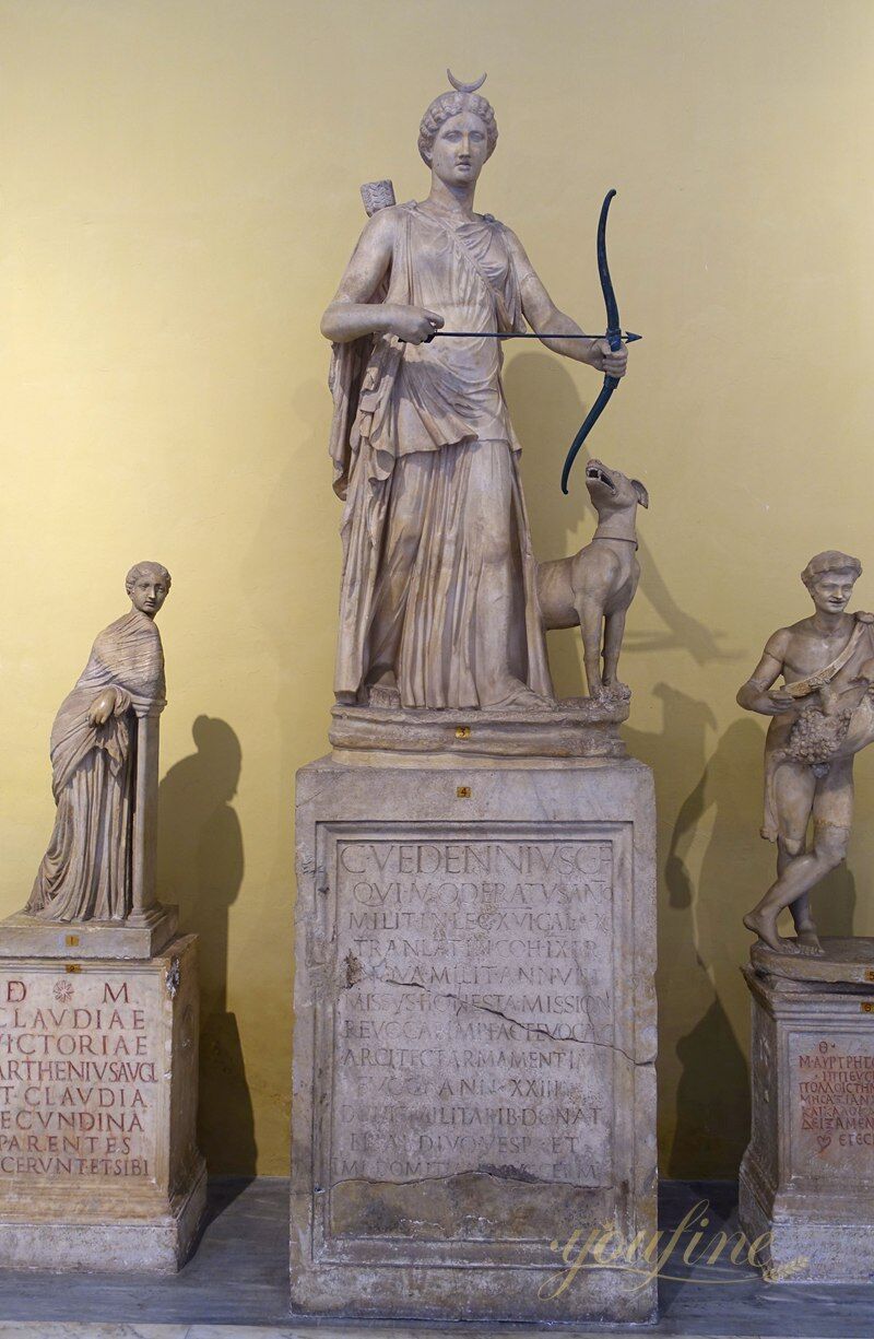 Statua romana in marmo scolpita a mano di Artemide in vendita, image size:800x1225