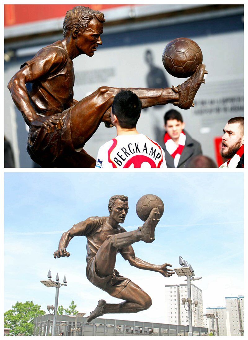 Statue di famosi giocatori di football in bronzo, image size:800x1094