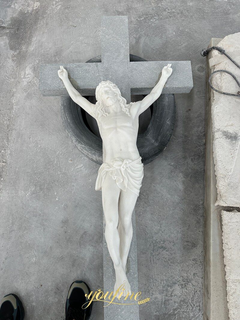 Religious Marble Altar Jesus Statue on Cross for Sale