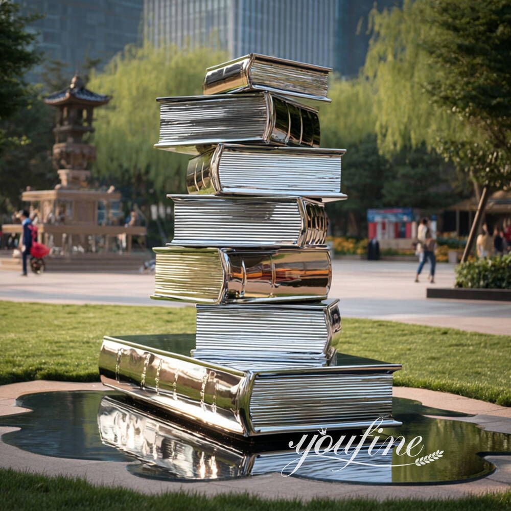 Escultura contemporánea de libro de metal, image size:1000x1000