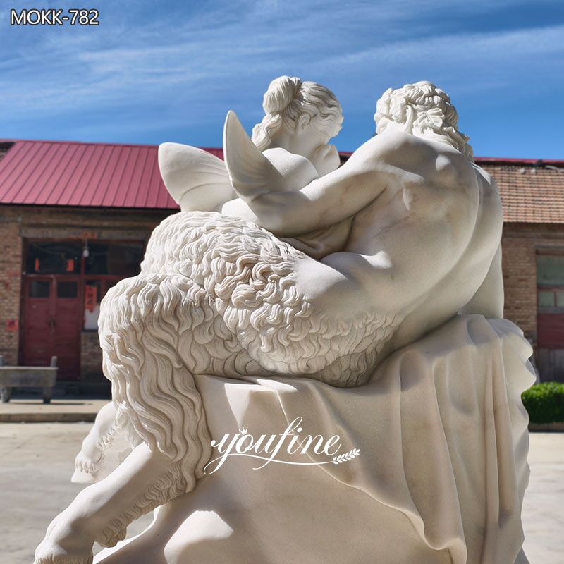 Estátua de mármore clássica em tamanho real da Pan Comforting Psyche